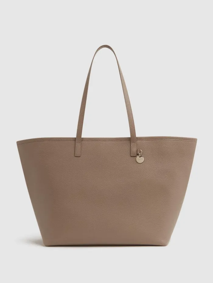Reiss Bags Dena Leather Tote Bag Taupe 8211 Women