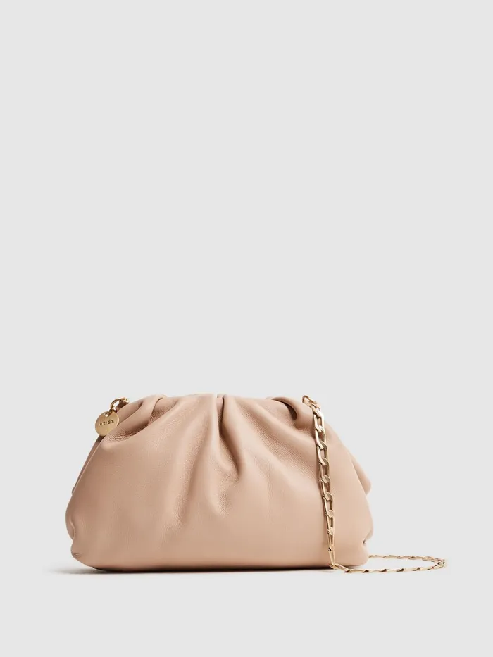Reiss Bags Elsa Nappa Leather Clutch Bag Blush 8211 Women