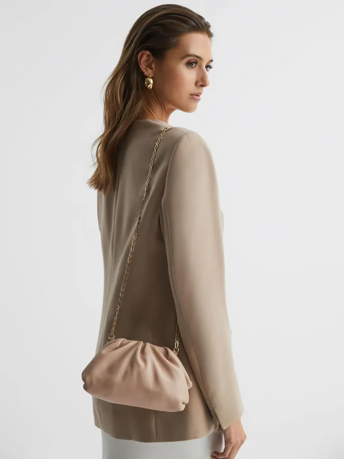 Reiss Bags Elsa Nappa Leather Clutch Bag Blush 8211 Women