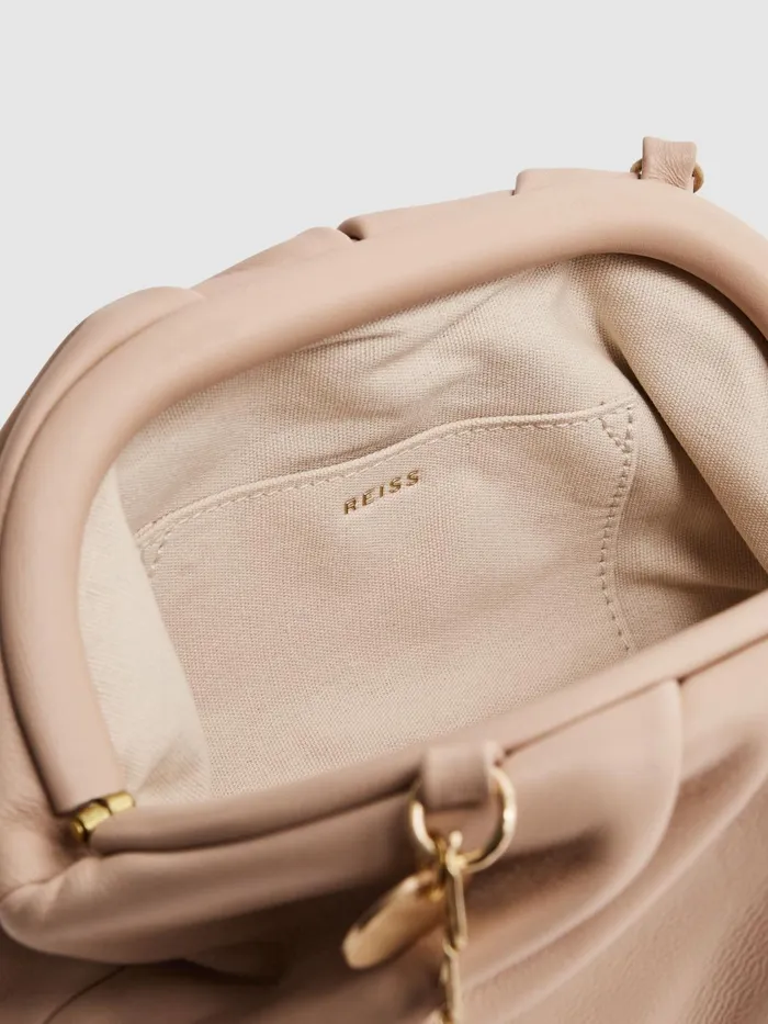 Reiss Bags Elsa Nappa Leather Clutch Bag Blush 8211 Women
