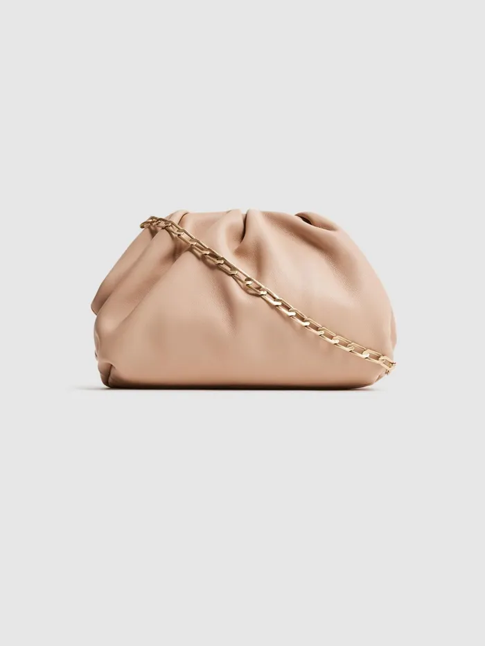 Reiss Bags Elsa Nappa Leather Clutch Bag Blush 8211 Women