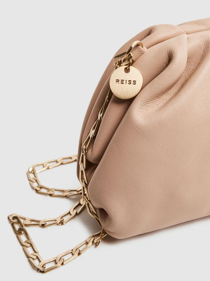 Reiss Bags Elsa Nappa Leather Clutch Bag Blush 8211 Women