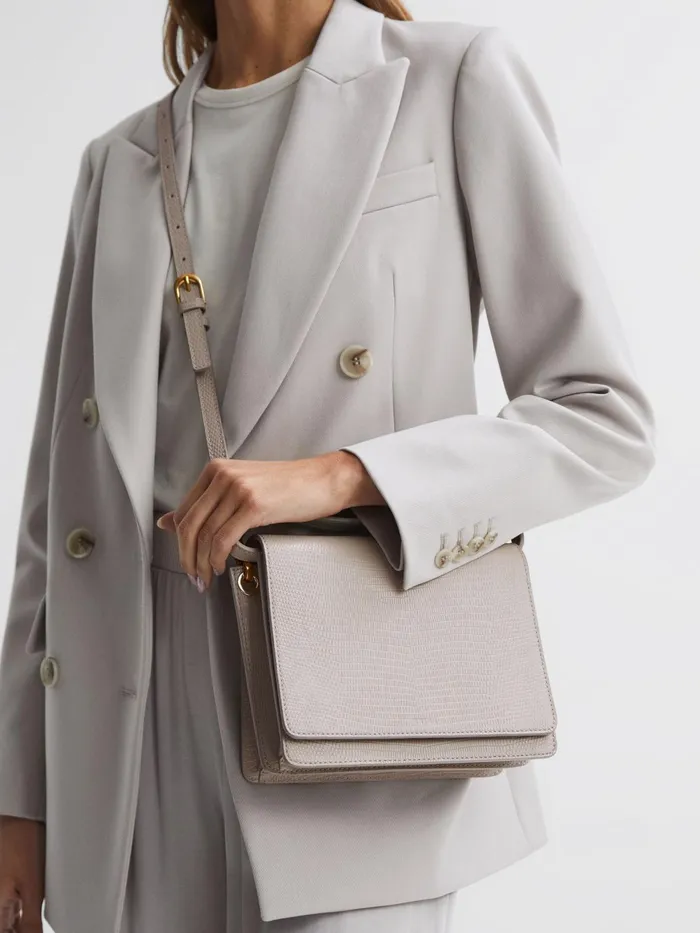 Reiss Bags Windsor Grained Leather Mini Bag Grey 8211 Women