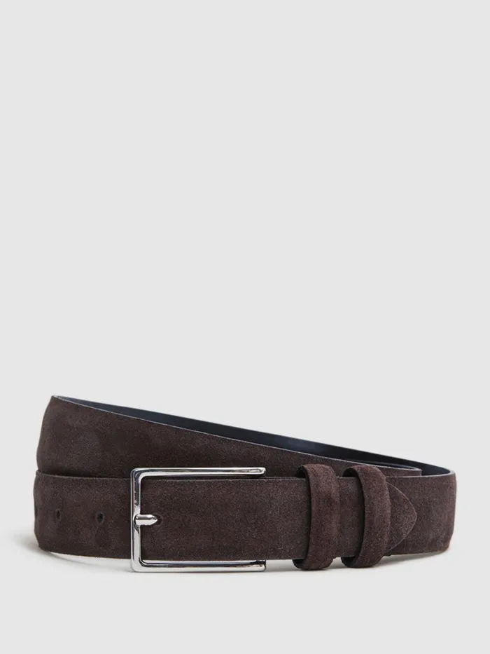 Reiss Belts Dante Suede Belt Chocolate 8211 Men
