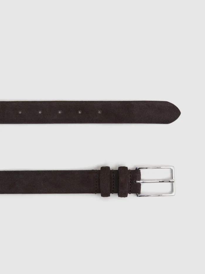 Reiss Belts Dante Suede Belt Chocolate 8211 Men
