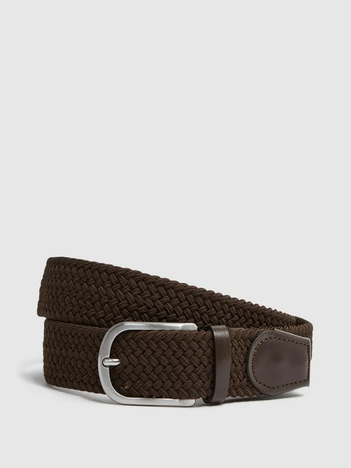 Reiss Belts Elmont Woven Belt Dark Brown 8211 Men