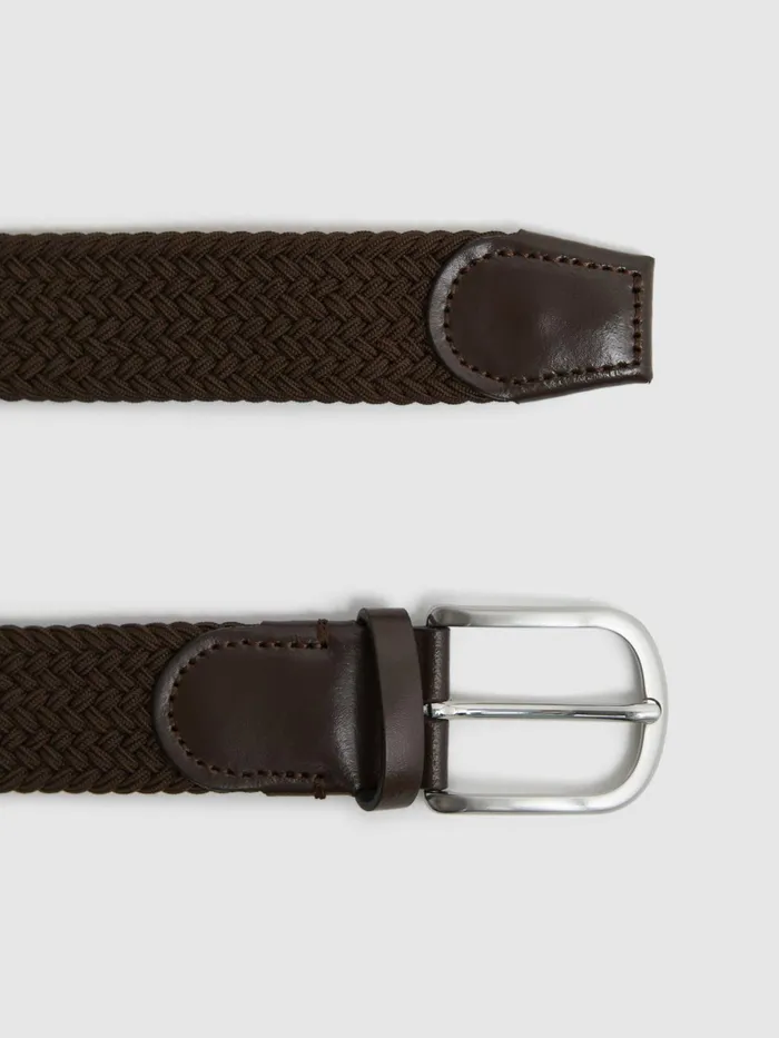 Reiss Belts Elmont Woven Belt Dark Brown 8211 Men