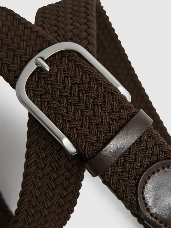 Reiss Belts Elmont Woven Belt Dark Brown 8211 Men