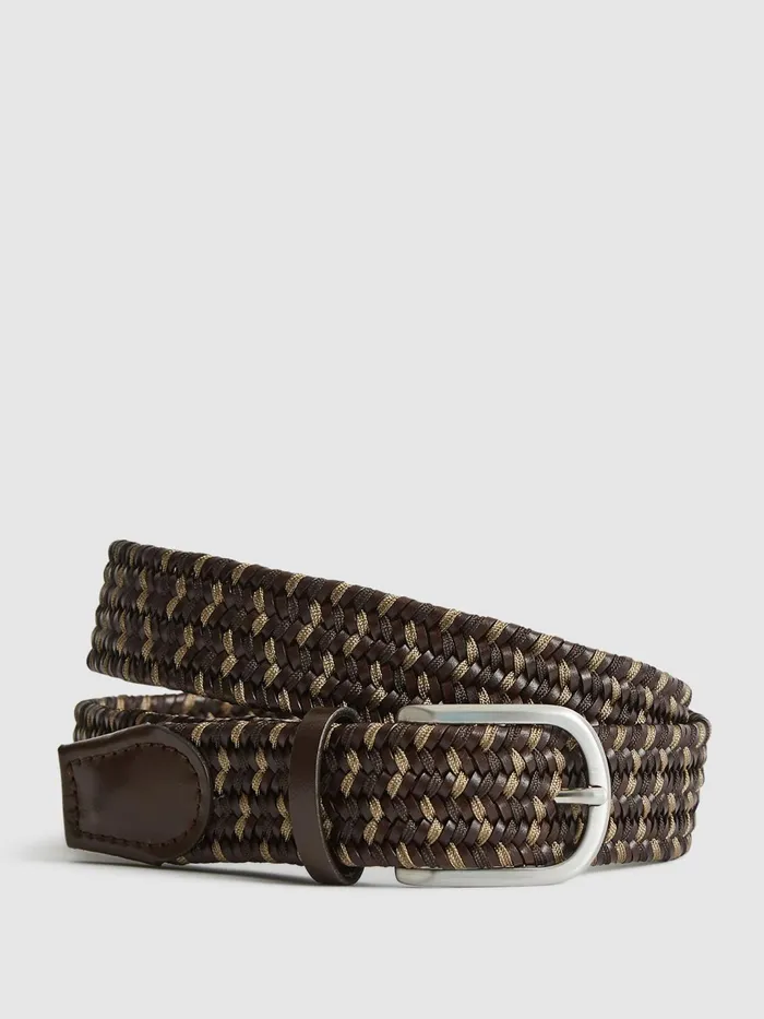 Reiss Belts Elmont Woven Belt Dark Brown 8211 Men