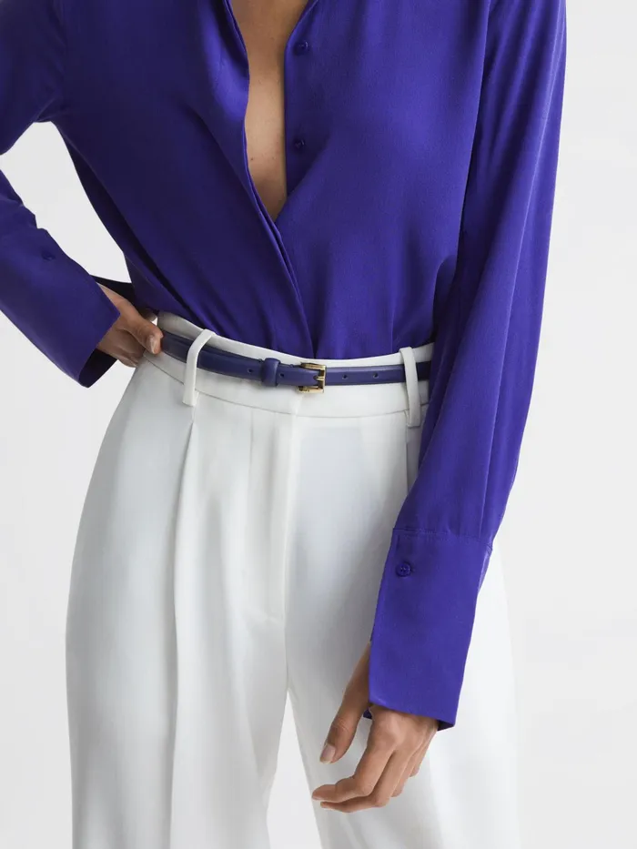 Reiss Belts Molly Mini Leather Waist Belt Purple 8211 Women
