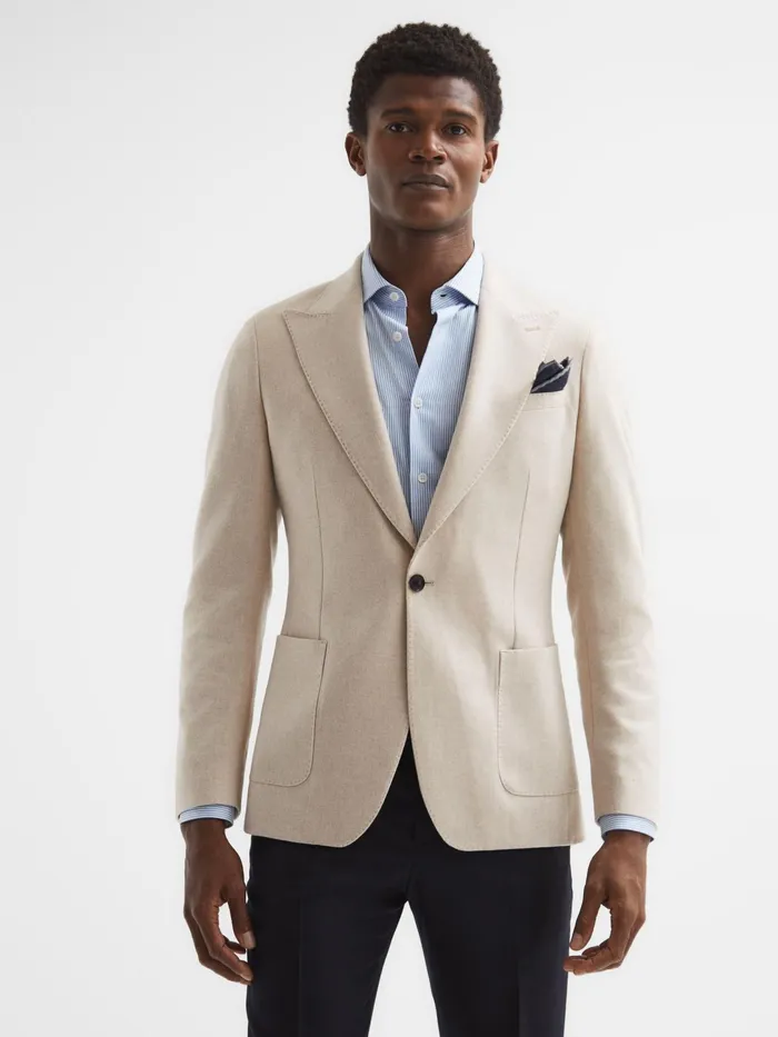 Reiss Blazers Tella Slim Fit Single Breasted Brushed Wool Blazer Stone 8211 Men Reiss Blazers Tella Slim Fit Single Breasted Brushed Wool Blazer Stone 8211 Men