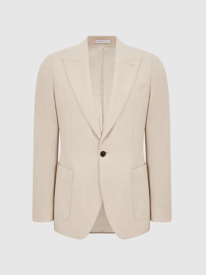 Reiss Blazers Tella Slim Fit Single Breasted Brushed Wool Blazer Stone 8211 Men