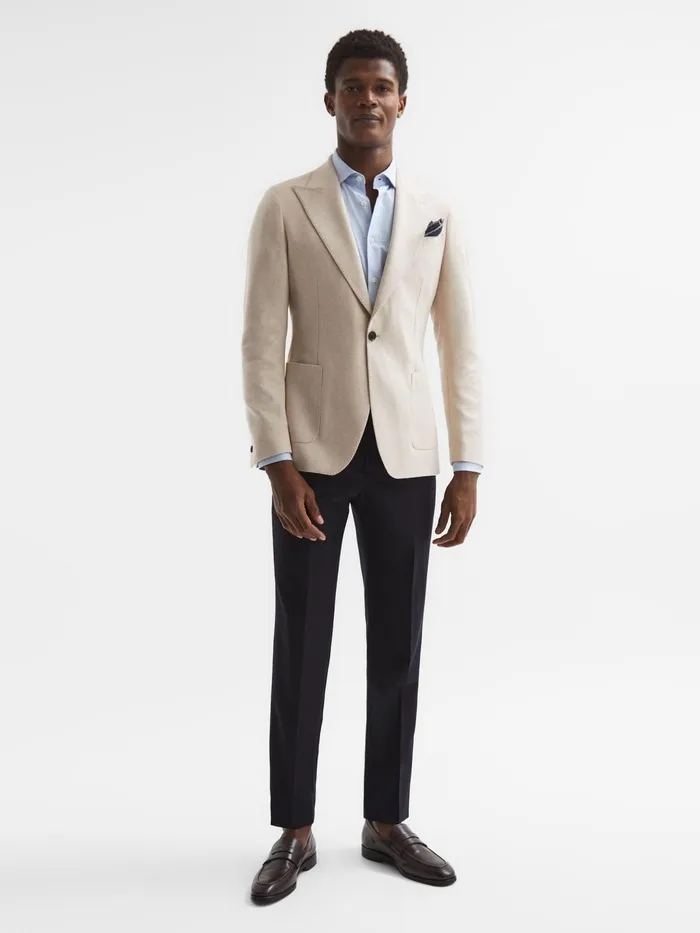 Reiss Blazers Tella Slim Fit Single Breasted Brushed Wool Blazer Stone 8211 Men