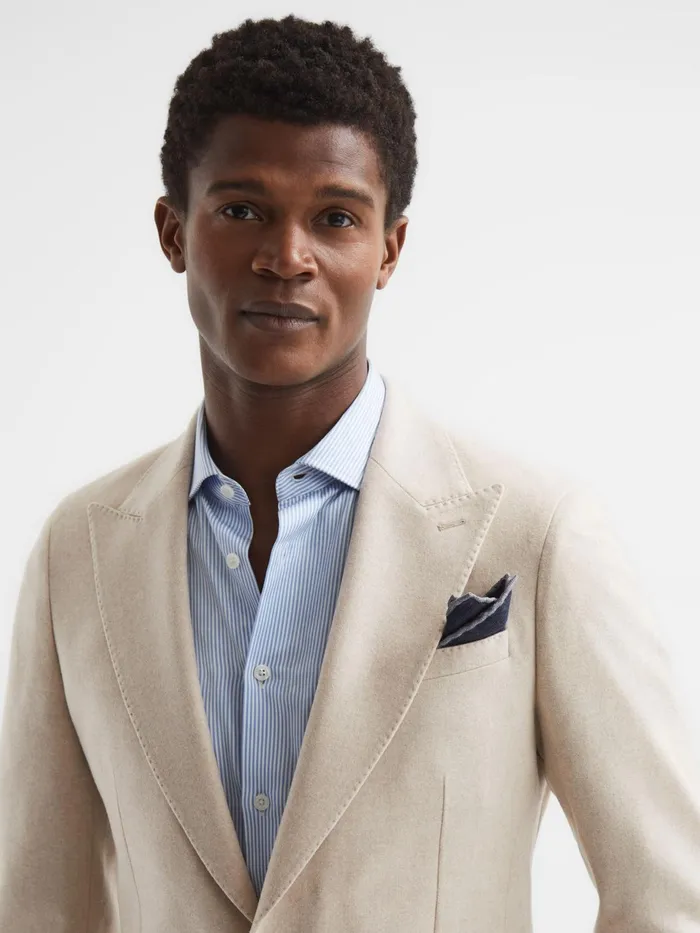 Reiss Blazers Tella Slim Fit Single Breasted Brushed Wool Blazer Stone 8211 Men