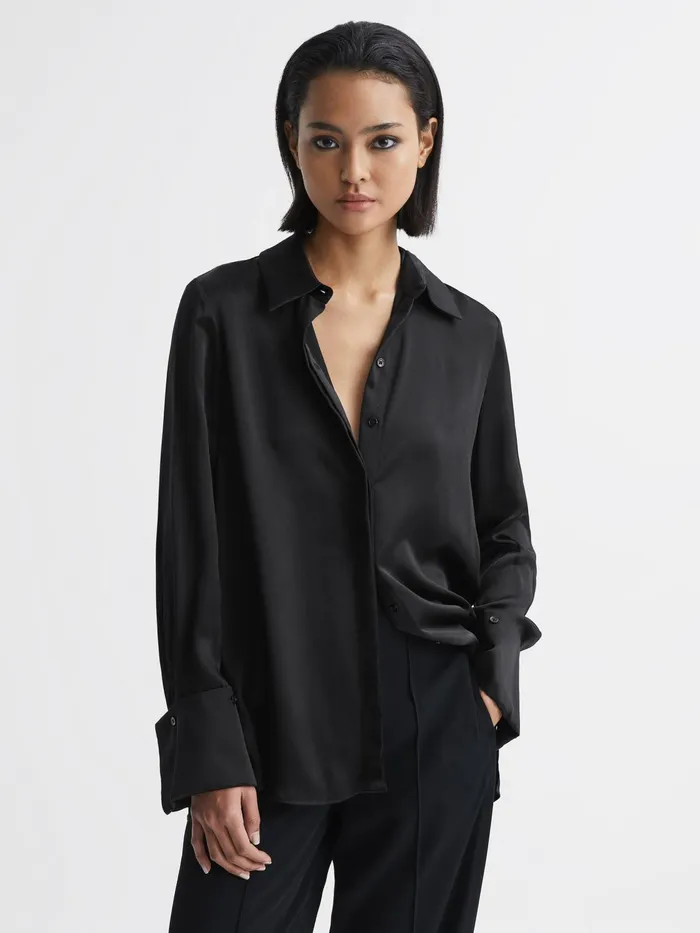 Reiss Blouses and Shirts Hailey Silk Shirt Black 8211 Women