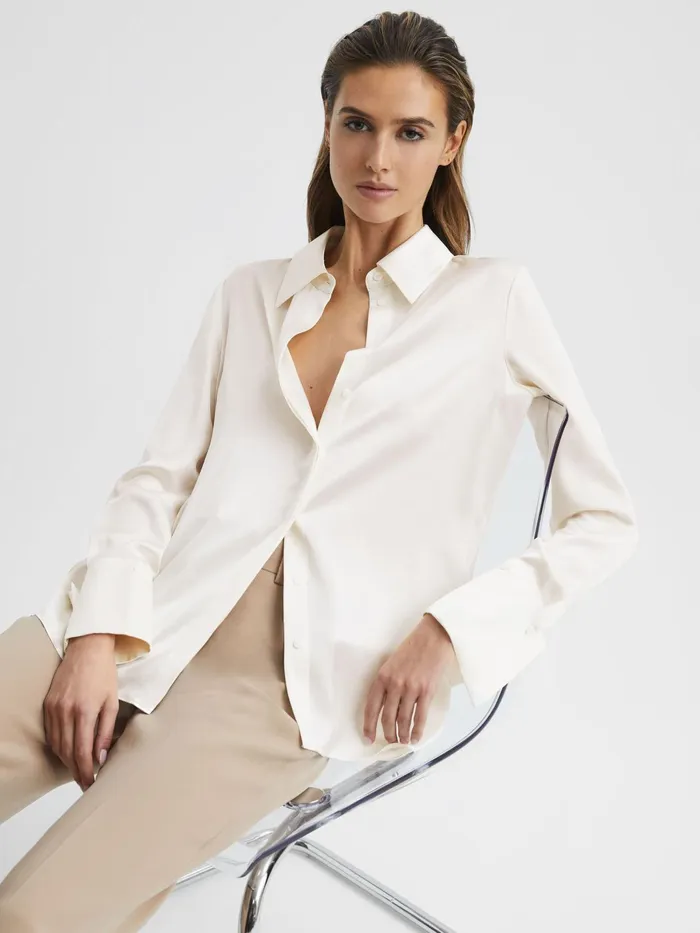 Reiss Blouses and Shirts Hailey Silk Shirt Ivory 8211 Women