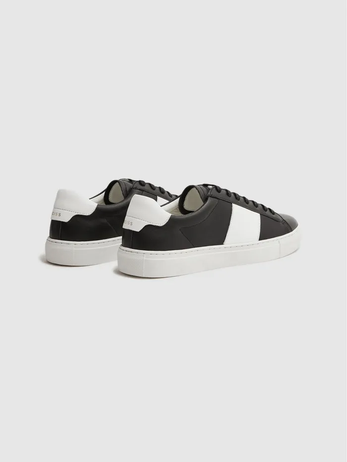 Reiss Casual Shoes Finley Stripe Leather Trainers Black 8211 Men