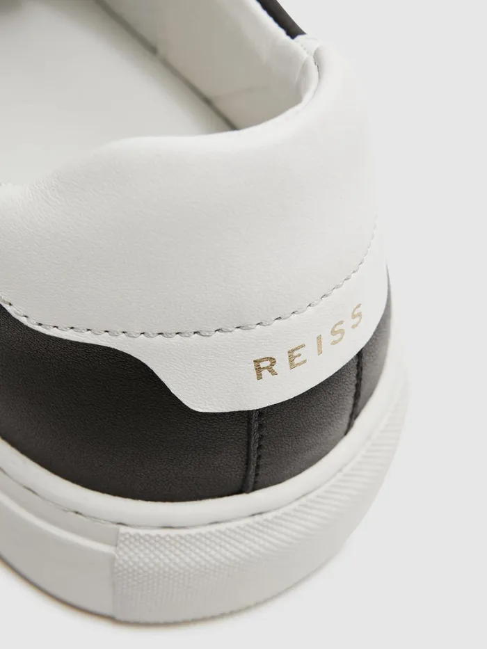 Reiss Casual Shoes Finley Stripe Leather Trainers Black 8211 Men