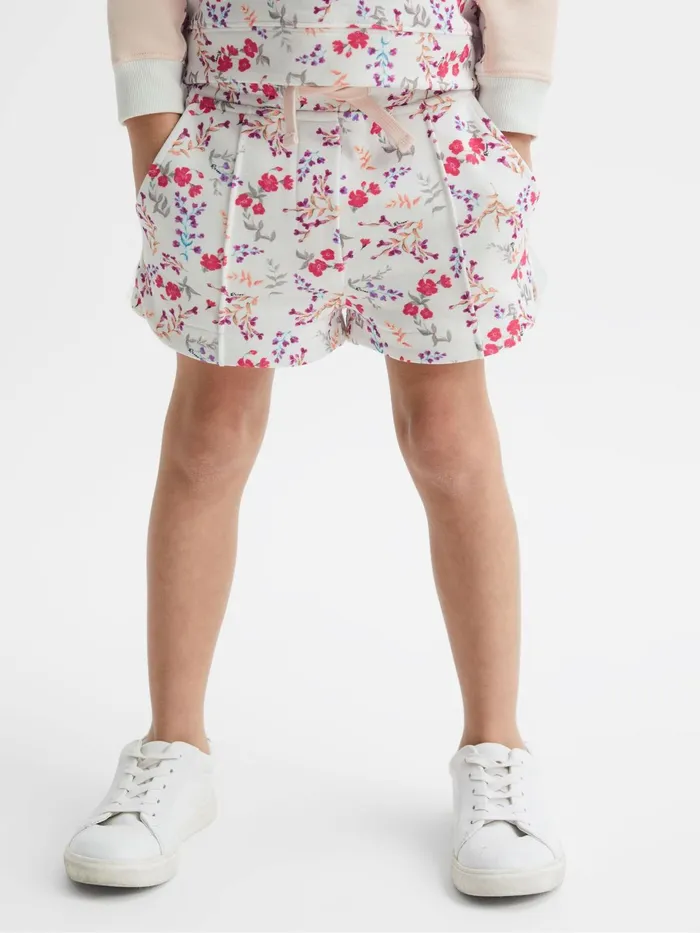 Reiss CoOrds Harper Relaxed Floral Printed Shorts Pink Print 8211 Children