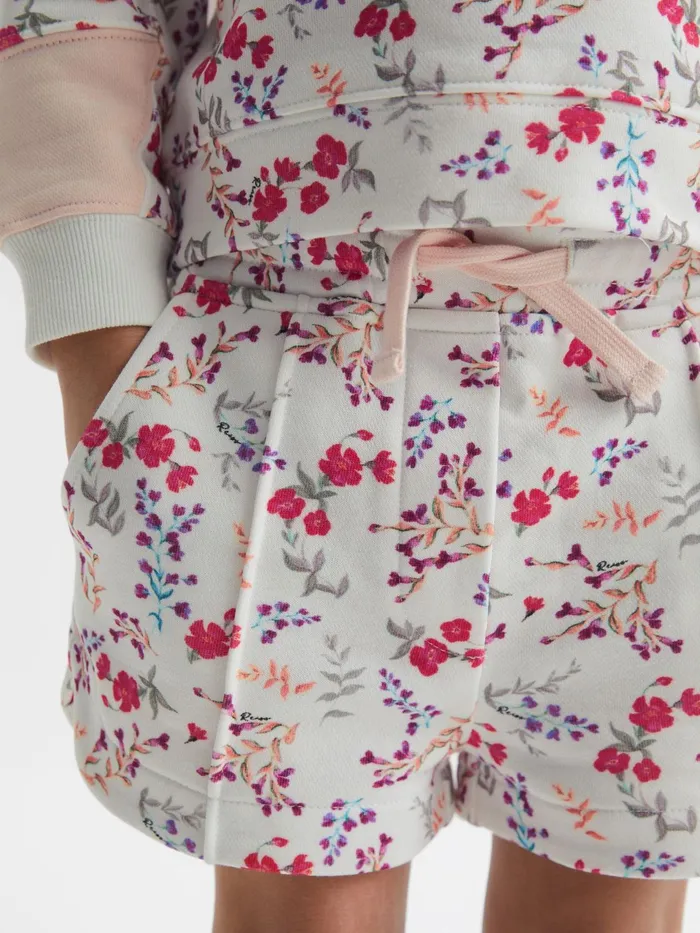 Reiss CoOrds Harper Relaxed Floral Printed Shorts Pink Print 8211 Children