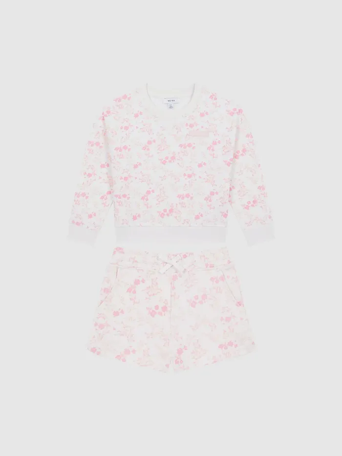 Reiss CoOrds Nina Floral Print Set 8211 Sweatshirt And Shorts Pink Print 8211 Children