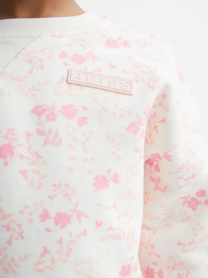 Reiss CoOrds Nina Floral Print Set 8211 Sweatshirt And Shorts Pink Print 8211 Children