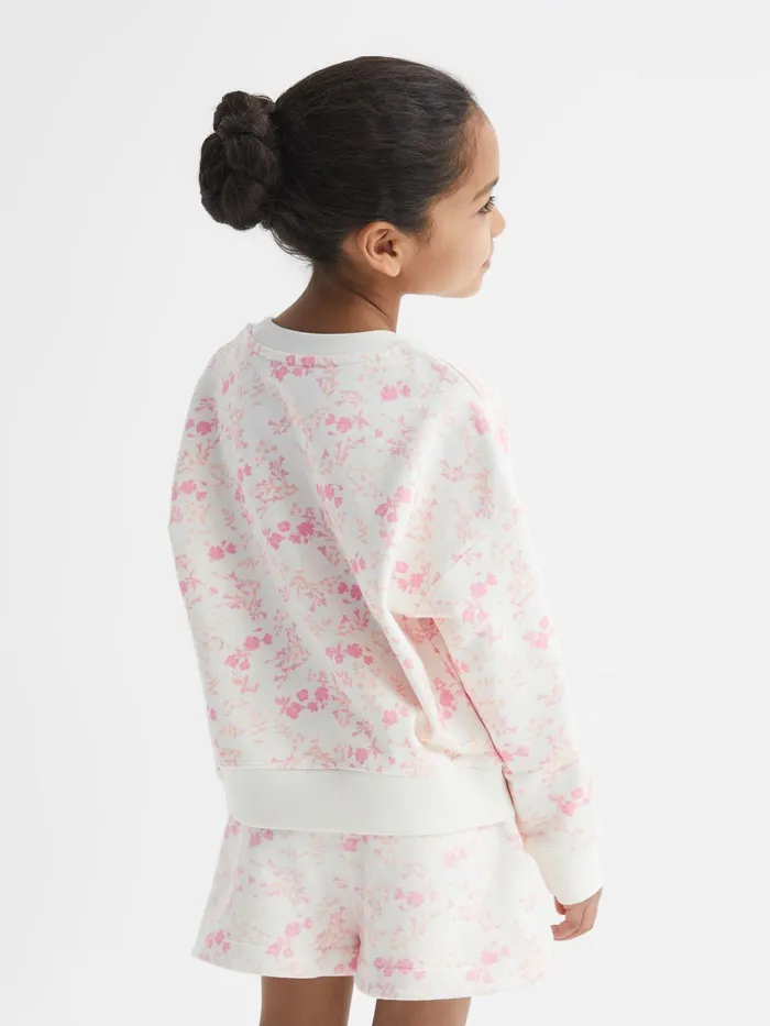 Reiss CoOrds Nina Floral Print Set 8211 Sweatshirt And Shorts Pink Print 8211 Children