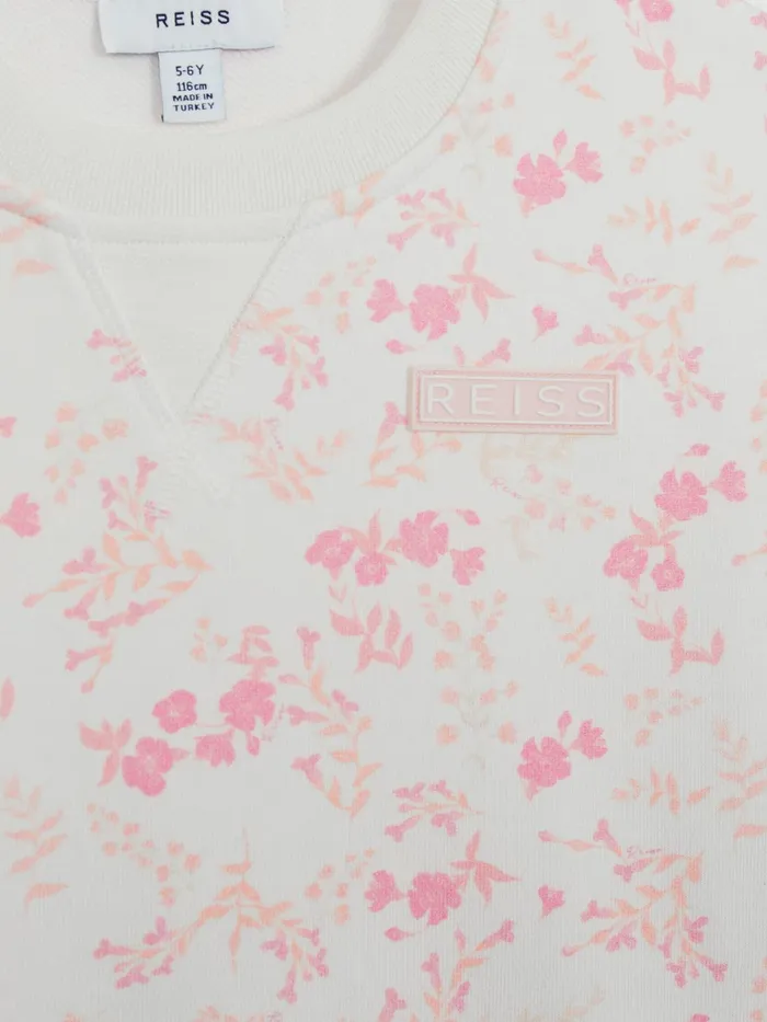 Reiss CoOrds Nina Floral Print Set 8211 Sweatshirt And Shorts Pink Print 8211 Children