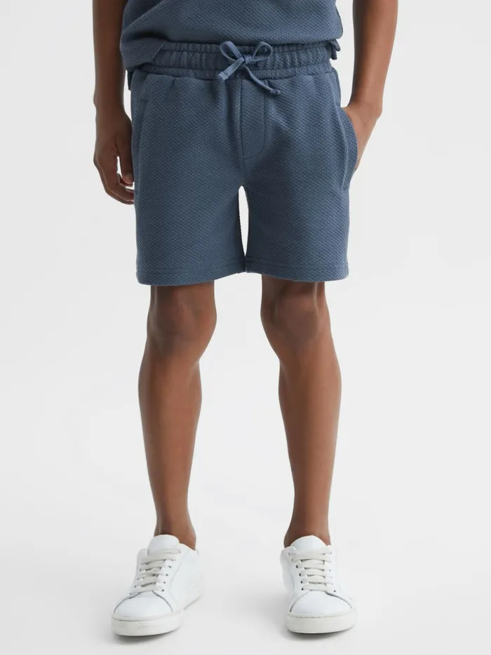 Reiss CoOrds Robin Slim Fit Textured Drawstring Shorts Airforce Blue 8211 Children Reiss CoOrds Robin Slim Fit Textured Drawstring Shorts Airforce Blue 8211 Children