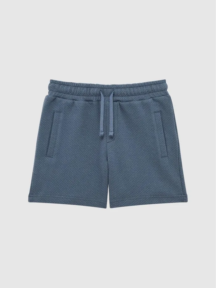 Reiss CoOrds Robin Slim Fit Textured Drawstring Shorts Airforce Blue 8211 Children
