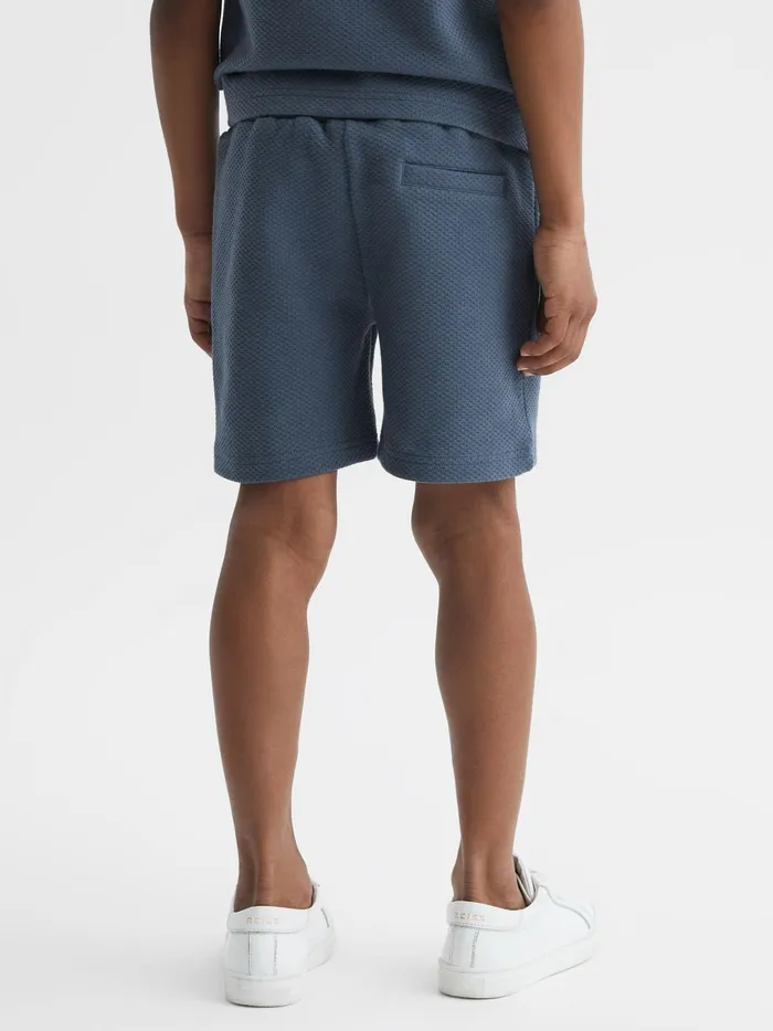 Reiss CoOrds Robin Slim Fit Textured Drawstring Shorts Airforce Blue 8211 Children