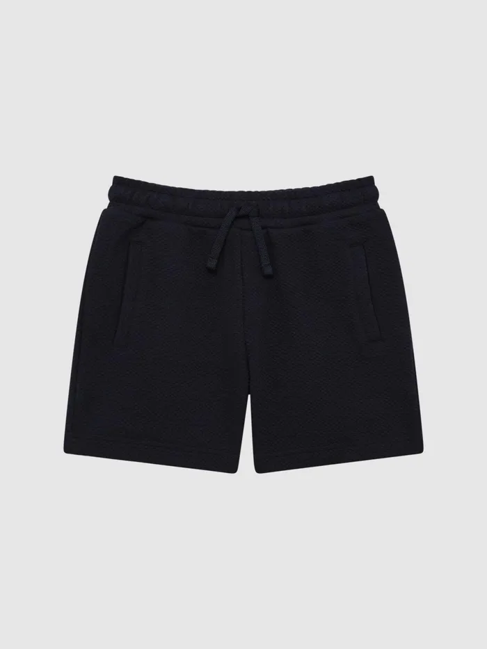 Reiss CoOrds Robin Slim Fit Textured Drawstring Shorts Navy 8211 Children