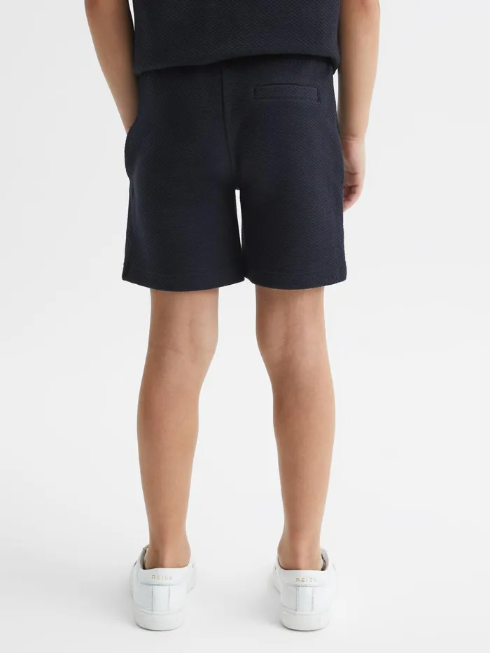 Reiss CoOrds Robin Slim Fit Textured Drawstring Shorts Navy 8211 Children