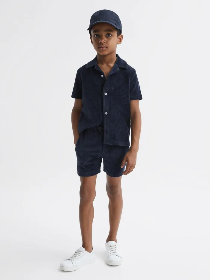 Reiss CoOrds Tortuga Ribbed Chenille Drawstring Shorts Navy 8211 Children