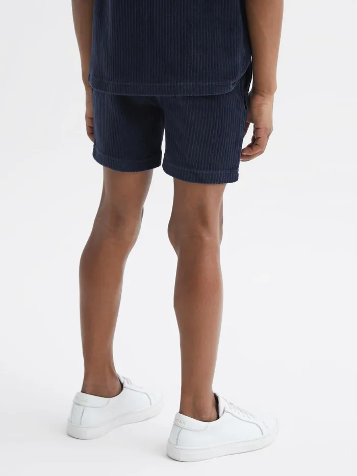 Reiss CoOrds Tortuga Ribbed Chenille Drawstring Shorts Navy 8211 Children