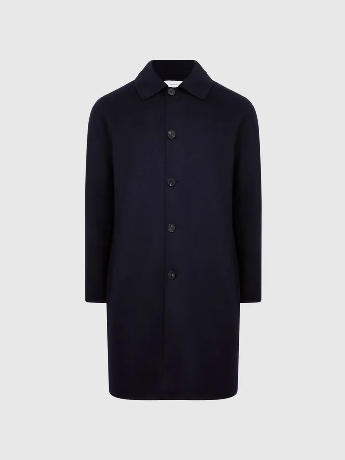 Reiss Coats and Jackets Adventurer Raglan Sleeve Overcoat Navy 8211 Men