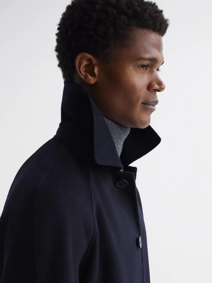 Reiss Coats and Jackets Adventurer Raglan Sleeve Overcoat Navy 8211 Men
