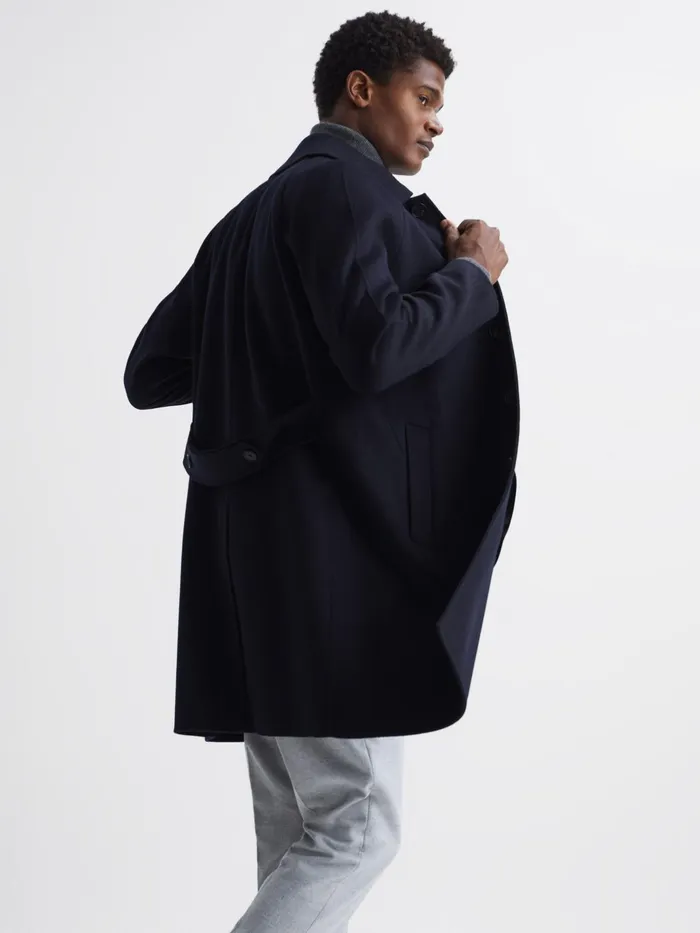 Reiss Coats and Jackets Adventurer Raglan Sleeve Overcoat Navy 8211 Men