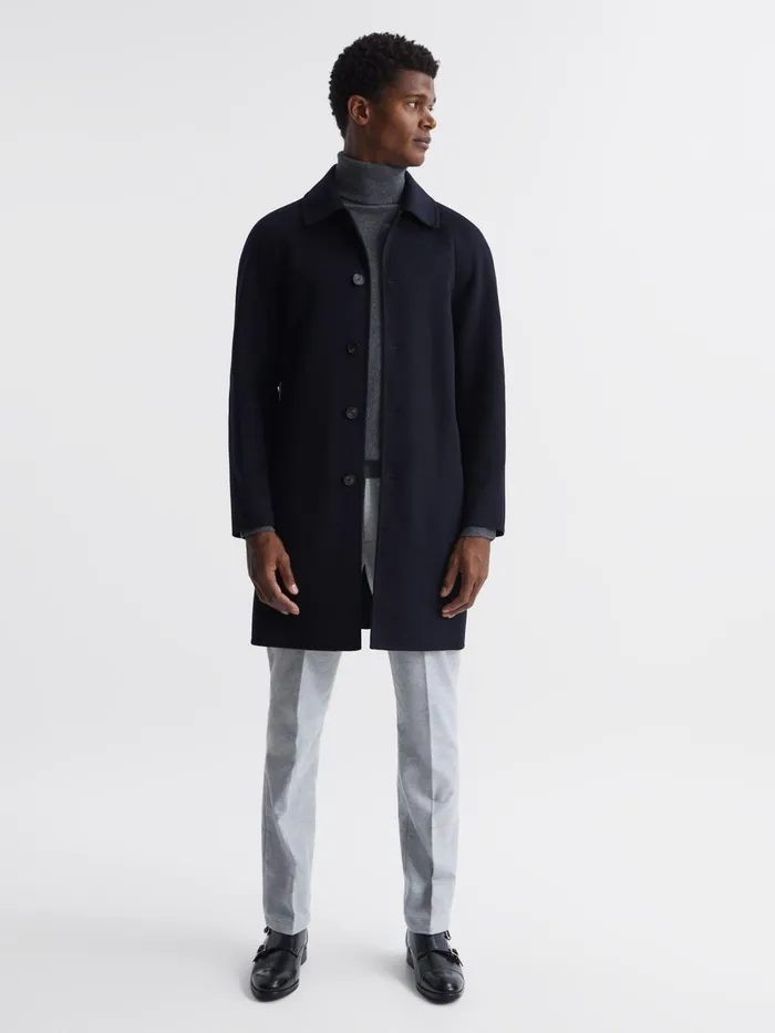 Reiss Coats and Jackets Adventurer Raglan Sleeve Overcoat Navy 8211 Men
