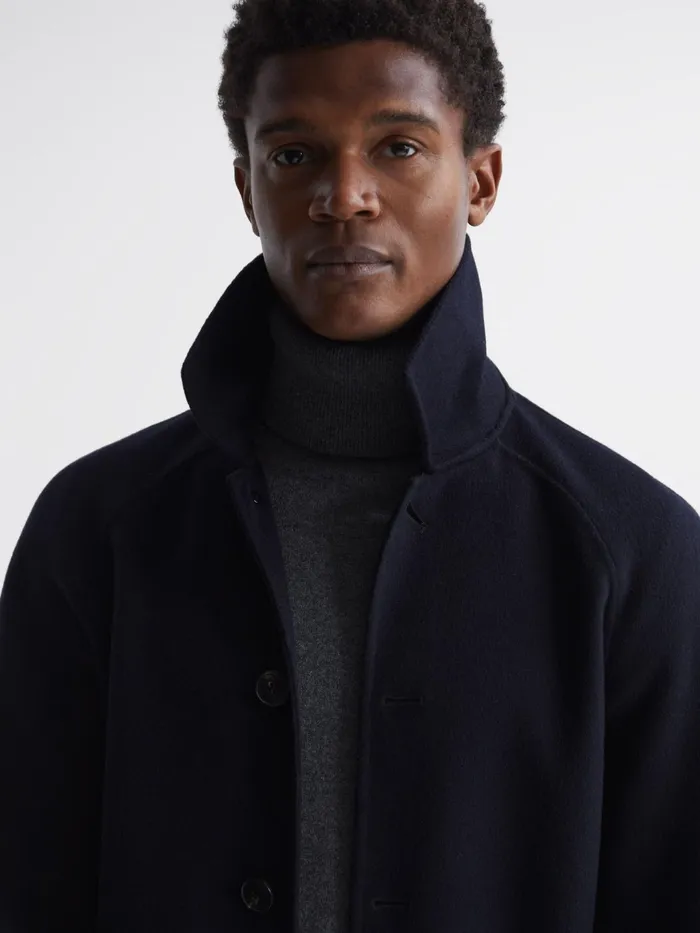 Reiss Coats and Jackets Adventurer Raglan Sleeve Overcoat Navy 8211 Men