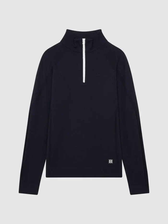 Reiss Coats and Jackets Affleck Golf Stretch Merino Zip Neck Jumper Navy 8211 Men