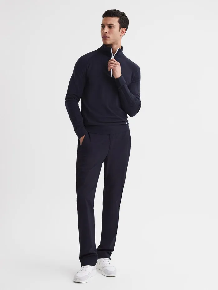 Reiss Coats and Jackets Affleck Golf Stretch Merino Zip Neck Jumper Navy 8211 Men