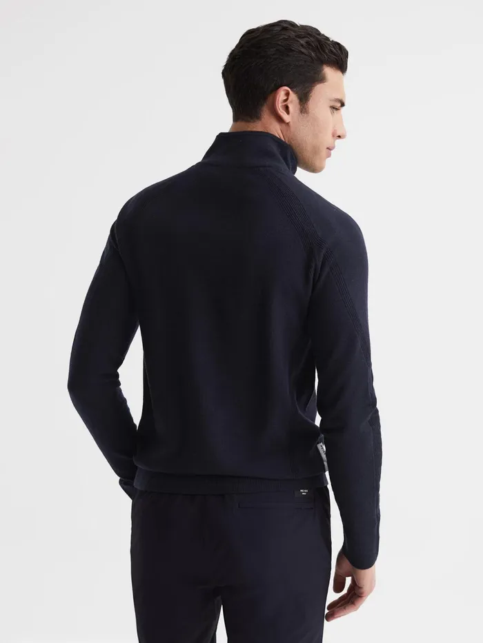 Reiss Coats and Jackets Affleck Golf Stretch Merino Zip Neck Jumper Navy 8211 Men