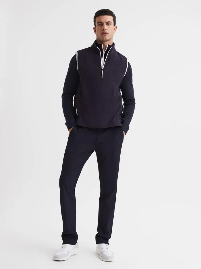 Reiss Coats and Jackets Affleck Golf Stretch Merino Zip Neck Jumper Navy 8211 Men