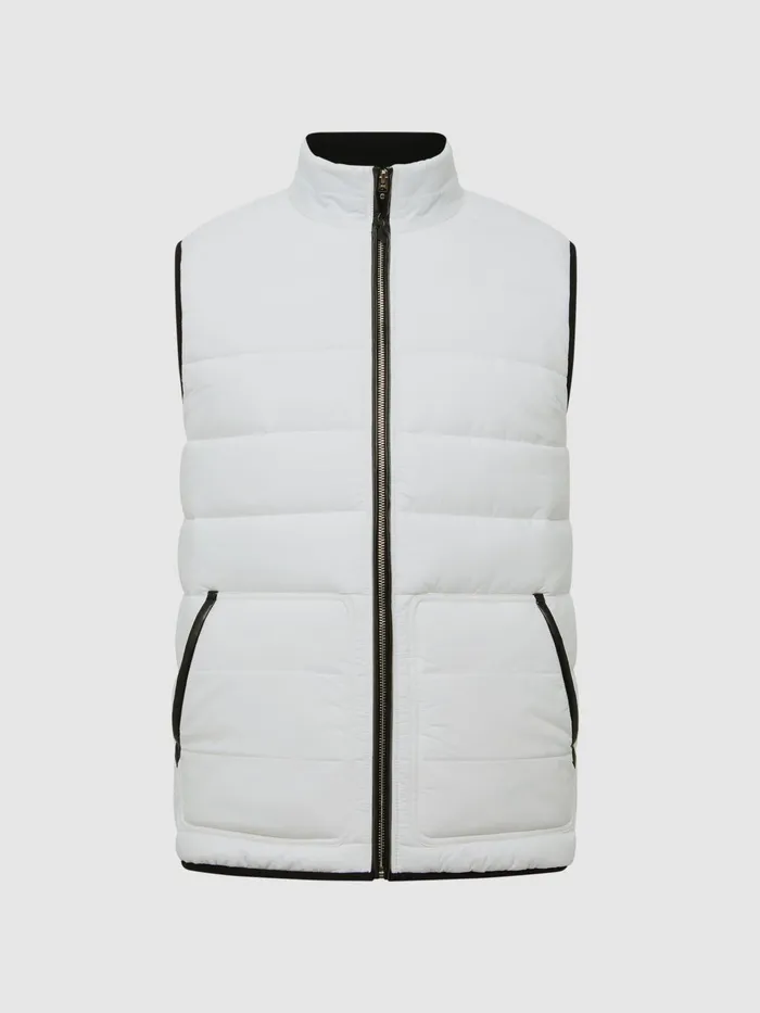 Reiss Coats and Jackets Ascot Hybrid Funnel Neck Gilet White 8211 Men