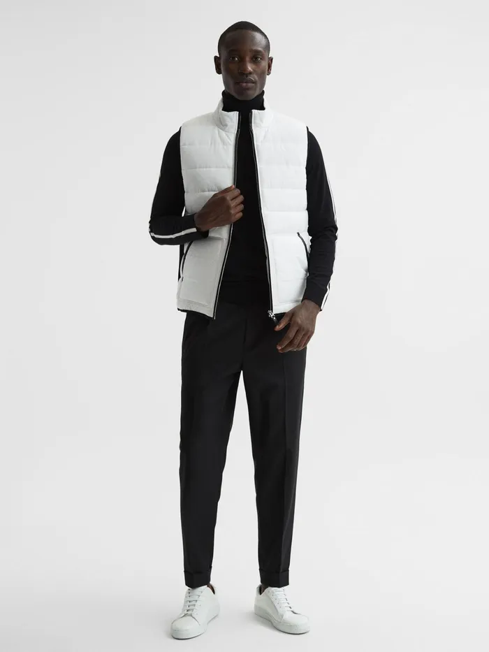 Reiss Coats and Jackets Ascot Hybrid Funnel Neck Gilet White 8211 Men