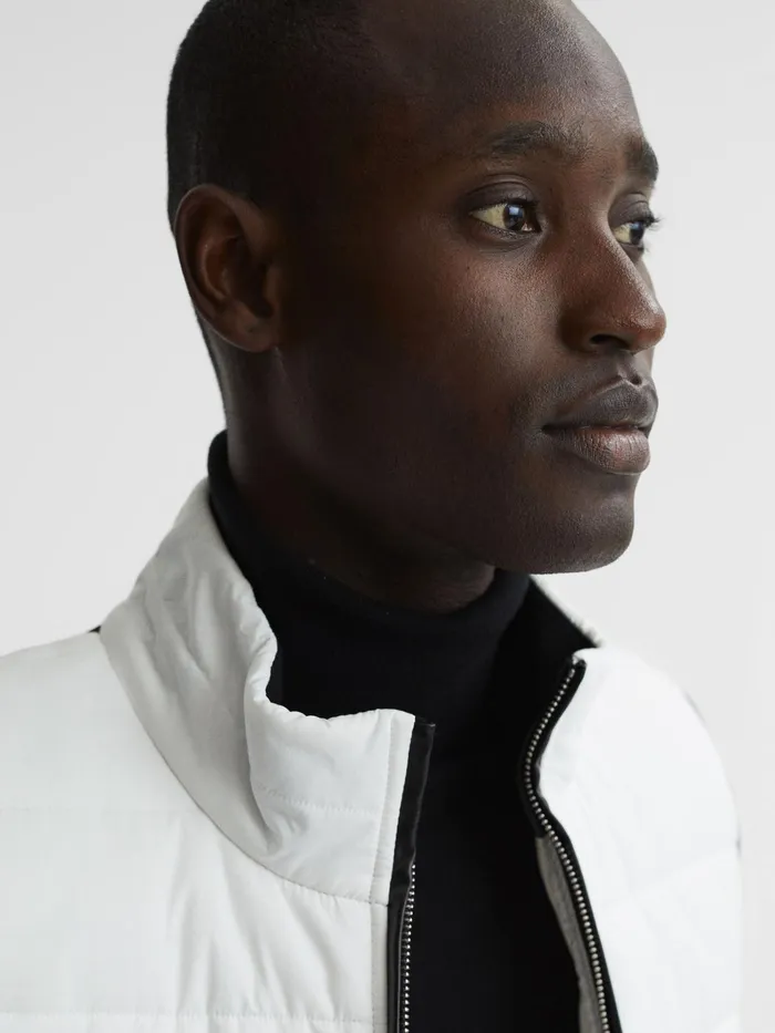 Reiss Coats and Jackets Ascot Hybrid Funnel Neck Gilet White 8211 Men