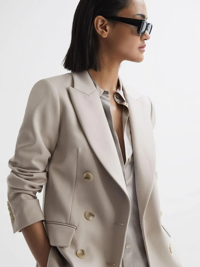 Reiss Coats and Jackets Astrid Double Breasted Wool Blend Blazer Neutral 8211 Women Reiss Coats and Jackets Astrid Double Breasted Wool Blend Blazer Neutral 8211 Women