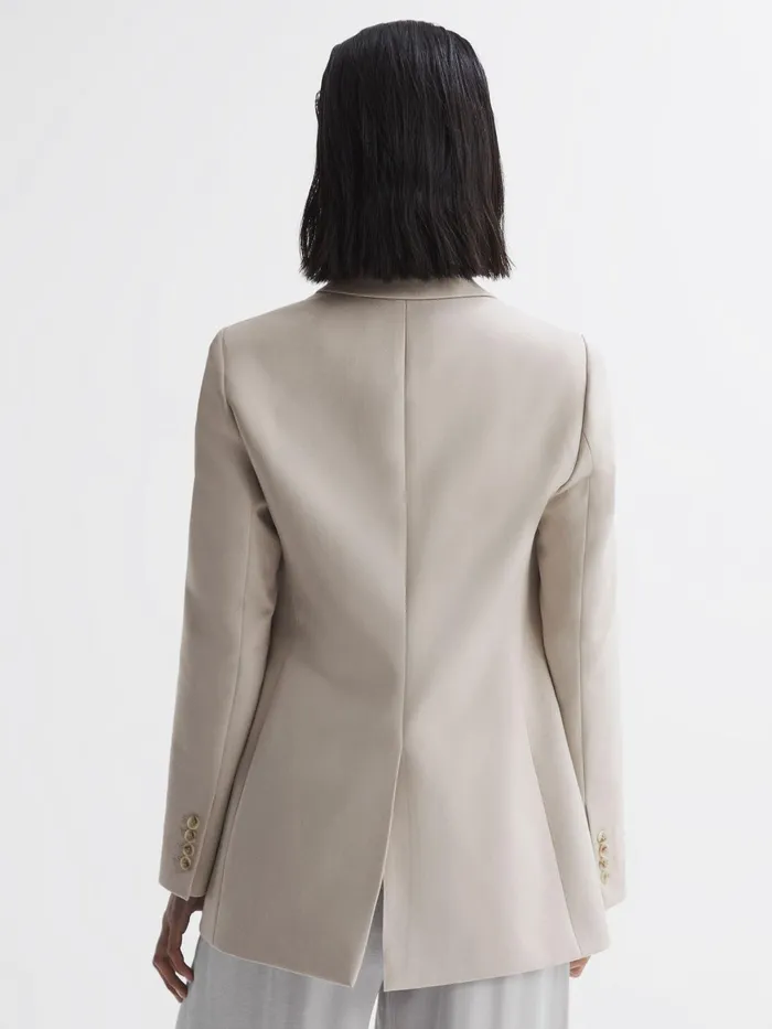 Reiss Coats and Jackets Astrid Double Breasted Wool Blend Blazer Neutral 8211 Women