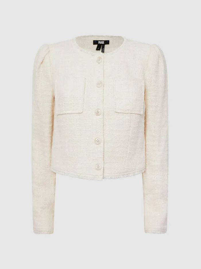 Reiss Coats and Jackets Cambridge Paige Frayed Textured Jacket Cream 8211 Women